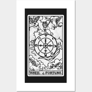 X. Wheel of Fortune Tarot Card | Black and white Posters and Art